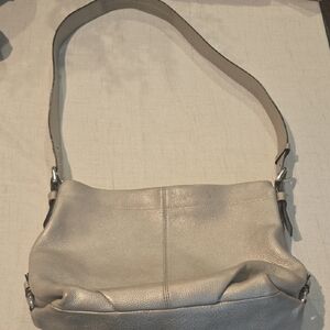 Coach Silver Leather Shoulder Bag